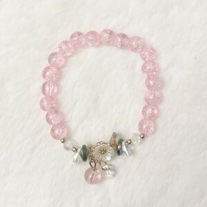 5/$25 🩷 Pink Beaded Flower Charm Bracelet